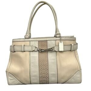 Vintage Coach Hampton Stripe Leather Shoulder Bag